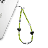 Green & Black Hearts Phone Charm
