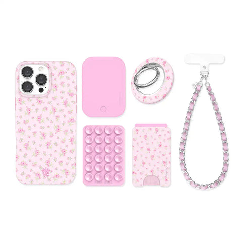 Dainty Pink Floral iPhone Bundle Set