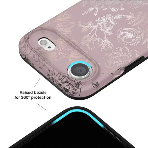 Dusty Rose Chrome Floral iPhone Case