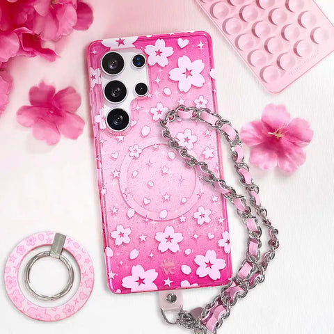 Cherry Blossom Glitter Samsung Case