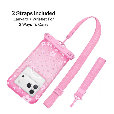 Pink Cherry Blossom Waterproof Floating Phone Pouch
