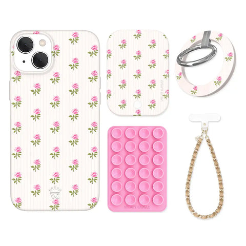 Pink Peony Floral iPhone Bundle Set - Grip