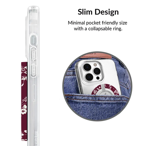 French Burgundy Floral MagSafe Grip Ring
