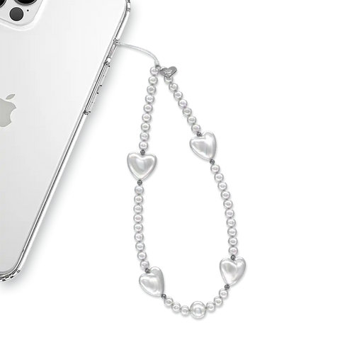 Vintage Pearl Heart Phone Charm