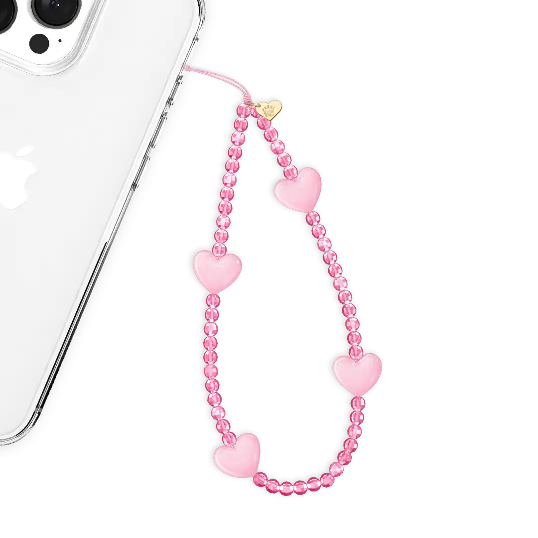 Pink Heart Phone Charm