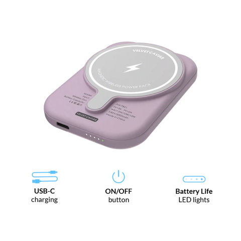 Lilac Vibe Checkered Portable MagSafe Charger Power Pack
